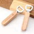 High Quality Stainless Steel Beer Bottle Opener with Wood Handle Eco-Friendly Bar Wedding Favor Customizable Logo Print