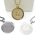 Wholesale Islamic Religious Jewelry Stainless Steel  Arabic Calligraphy Pendant  Fashion Round Shape Necklace