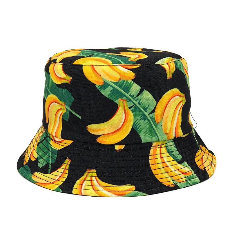 Ready to Ship Quality Woman Man Banana Printed Reversible Summer Bucket Hat