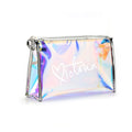 Custom Logo Women Laser PVC Cosmetic Bag Zipper Transparent Holographic Makeup Bag for Travel cosmetic bag pu