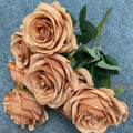 E-L022 Hot Sale Silk Rose Wedding Flower Bouquet Bulk 9 Heads Silk Rose Bouquet Flowers for Bridal