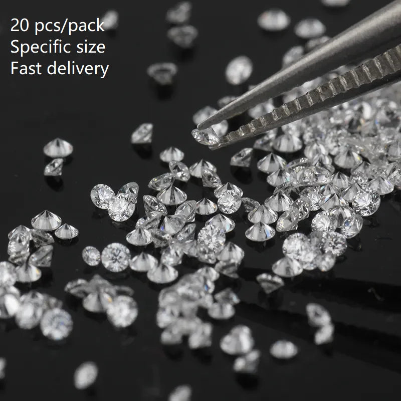 Starsgem 20pcs/pack 1.0mm 1.3mm 1.5mm 1.7mm 2.0mm Melee Size Lab Made Pure Carbon Rough Hpht Cvd Loose Diamond