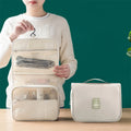 Women's Travel Makeup Bag Hanging Polyester Cosmetic Bags with Zipper Closure Fashion Style Brush Holder