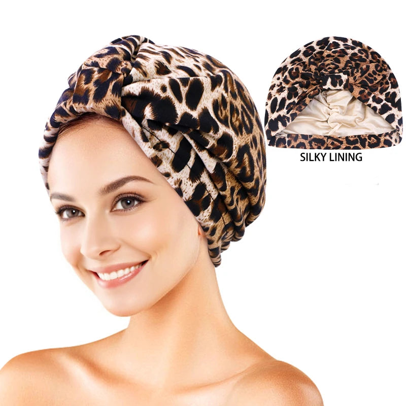 Hair Bonnet for Sleeping Women Satin Lined Sleep Cap Double-Layered Sleep Satin Bonnet Hair Care Night Silk Turban