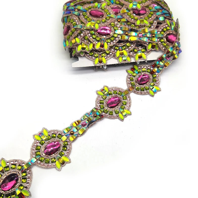 Fashion Carnival Show 2025 Hot Fix Rhinestone Design Rhinestone Iron on Resin Trims for Trinidad Carnival Costumes
