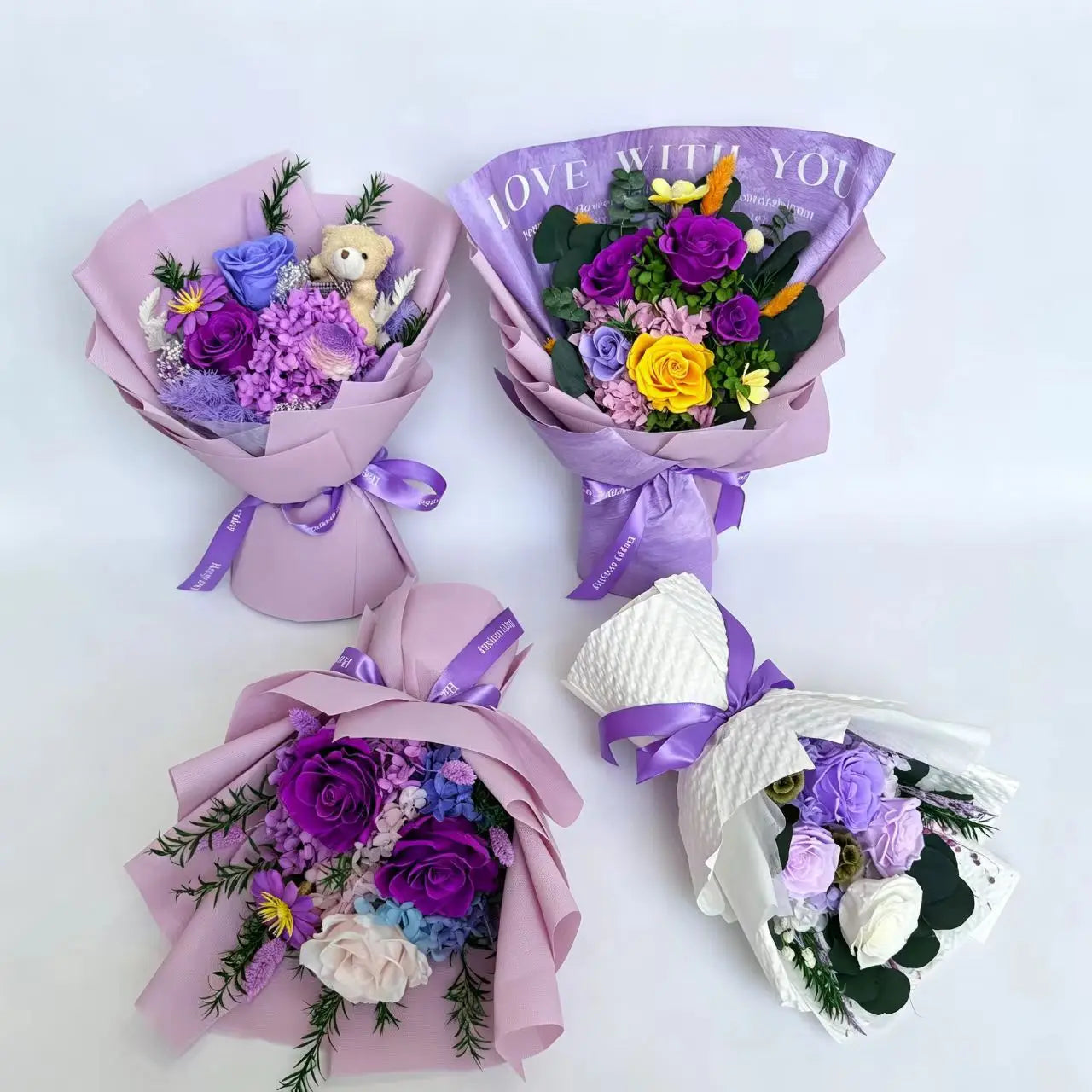 Factory Supply Forever Eternal Rose Forever Flowers Bouquet Dried Flower Bouquet Customize