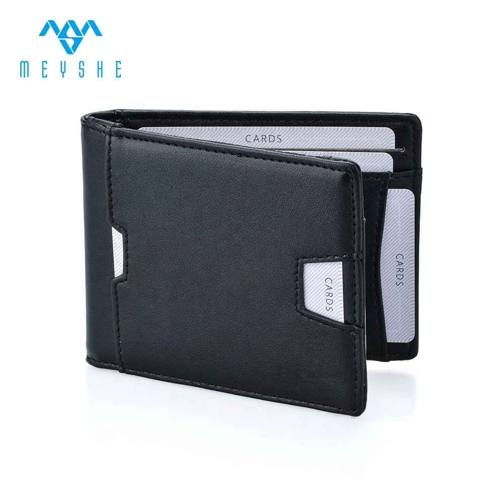 Custom Logo Black PU Leather Wallet with RFID Geometric Embossed Card Holder Cash Pocket Money Clip Coin Purse Leather Lining