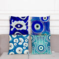Evil Eyes Eco-friendly Invisible Zipper Customizable Blue Cotton Linen Print Decorative Throw Turkey Pillow Case for Home Sofa
