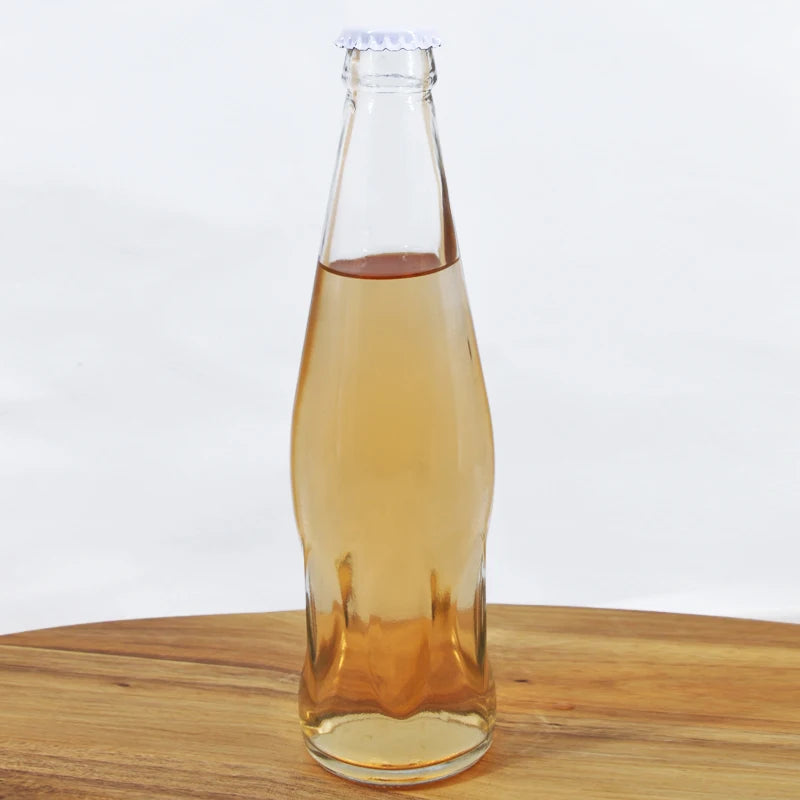 250ml Clear Glass Empty Beverage Bottle with Screw Cap Lid for Soda & Softdrinks Screen Printing