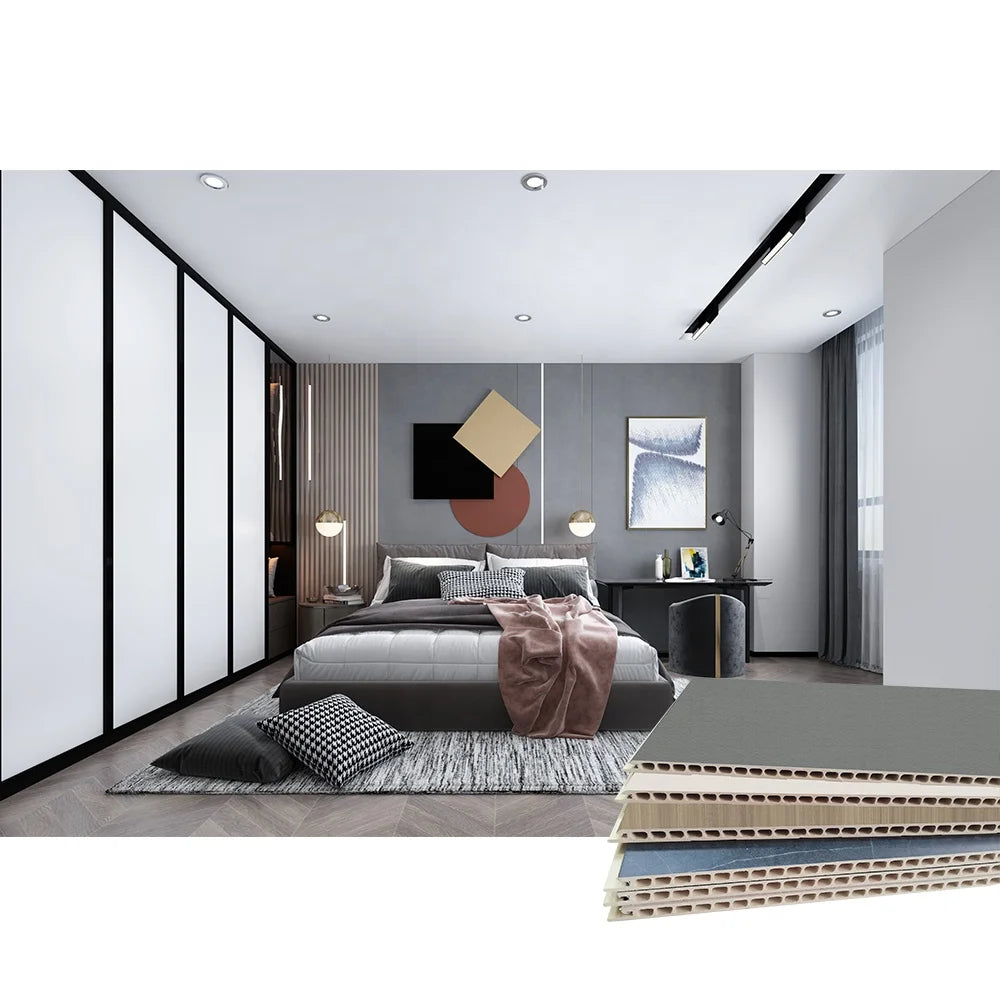 Decorative Flat Connection Fire Rated WPC Wall Board for Home Bedroom