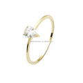 Lovely Water Drop Stone Ring Genuine 14K Solid Gold Solitaire Ring Fine Jewelry for Women