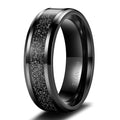 OAHLAN Mens 8mm Black Titanium Rings Beveled Edges Engagement Wedding Band Black Sandstone Inlay Fashion Jewelry Size 7-13