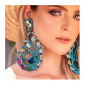 Fashion Luxury Exaggerated Super Large Rhinestone Blue Peacock Drop Earrings Women