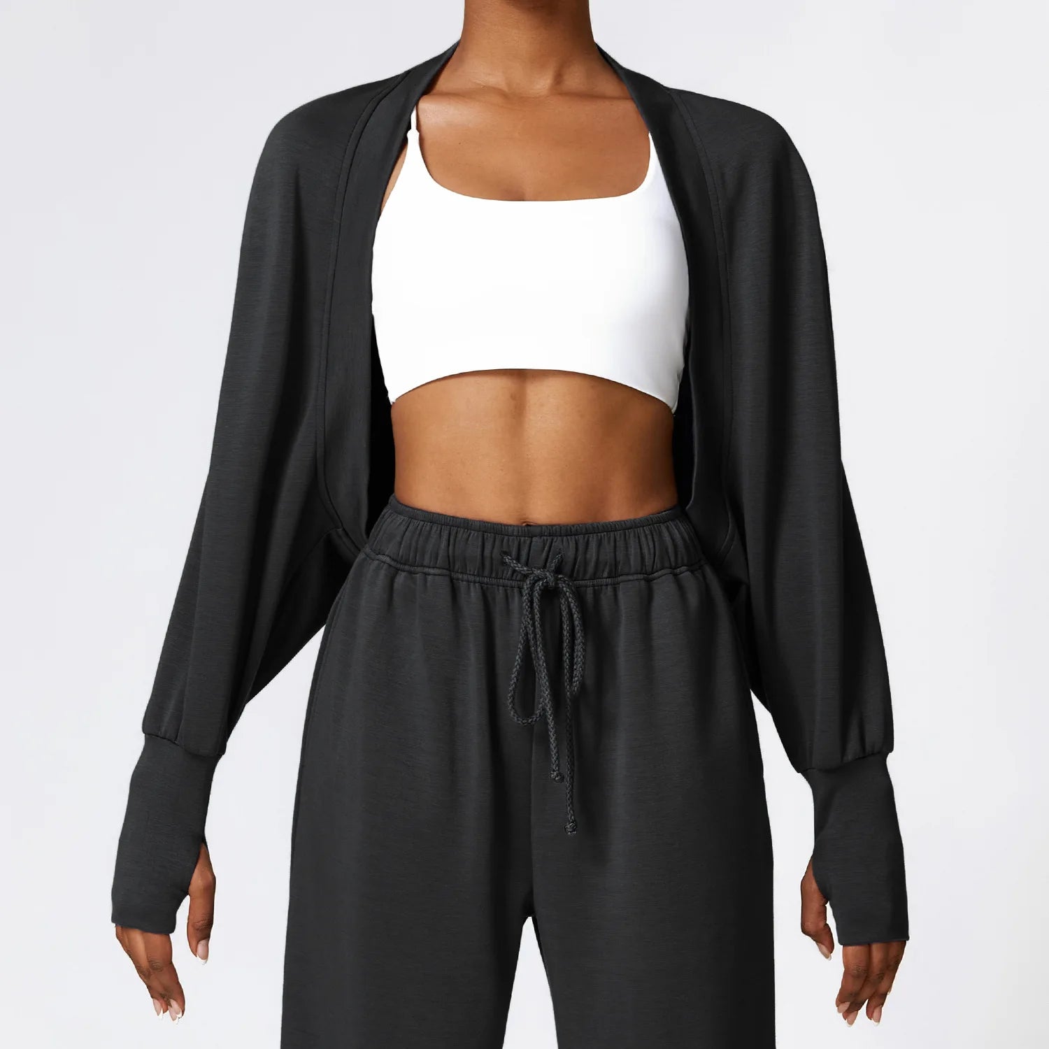 Bat-sleeved Cardigan Sweater With Sports Jacket Running Shawl Long-sleeved Fitness Wear