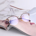 Jiuling Eyewear Women Optical Glasses Hollow Out Metal Frame Eye Glasses Round Blue Light Blocking Eyeglasses Frames