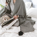 Cotton Knitted Throw Blanket with Tassel Super Soft & Eco-Friendly Modern Style for Sofa Decor