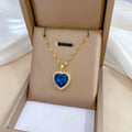 Titanium Steel Full Diamond Heart Gemstone Necklace Charm Choker Chain for Women Wedding Engagement Stainless Steel Jewelry
