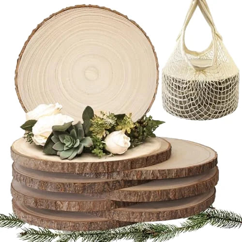 Custom 10pcs Natural Unfinished Wood Discs Rustic Wooden Slabs Rounds Smooth Cut Finish DIY Craft Wedding Party Decor