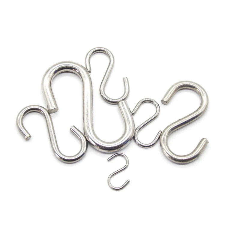 Heavy Duty S Shaped Hook 304 Stainless Steel Utensils S Shape Hanger Hook Clothes Rack for Kitchen Home