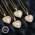 SSeeSY Personalised Custom Made 2024 New Zircon Heart 26 Letter Name Brass Pendant Necklace Fashion Jewelry Valentines Day Gift