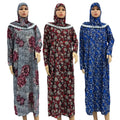 New Color Muslim Womens Hooded Abaya Turkey African Prayer Garment Kaftan Dress With Hijab Floral Print Dubai Saudi Robe Ramadan