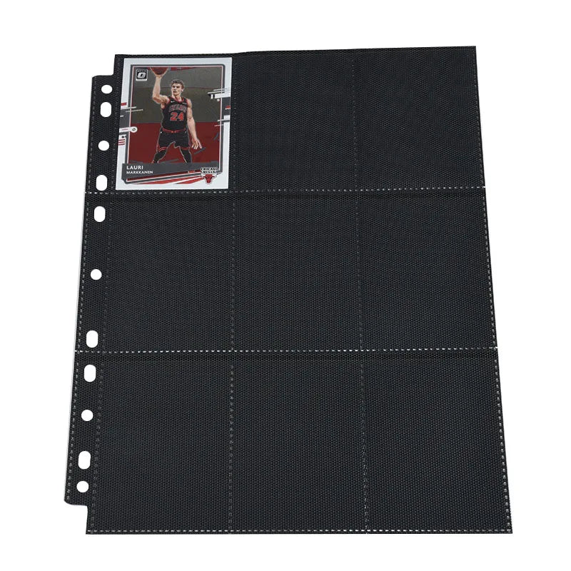 Hot Sale Clear Plastic Black 11 Holes Game Card Sleeve 9-pockets Ring Binder Sleeve