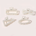 Woman Luxury Pearl Plate Hairpin Simple Fashion Shark Clip Female Geometric Hollow Claw Clips Hair Accessories