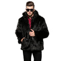 2026 New Design Mens Faux Fur Trench Coat with Leopard Print