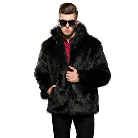 2026 New Design Mens Faux Fur Trench Coat with Leopard Print
