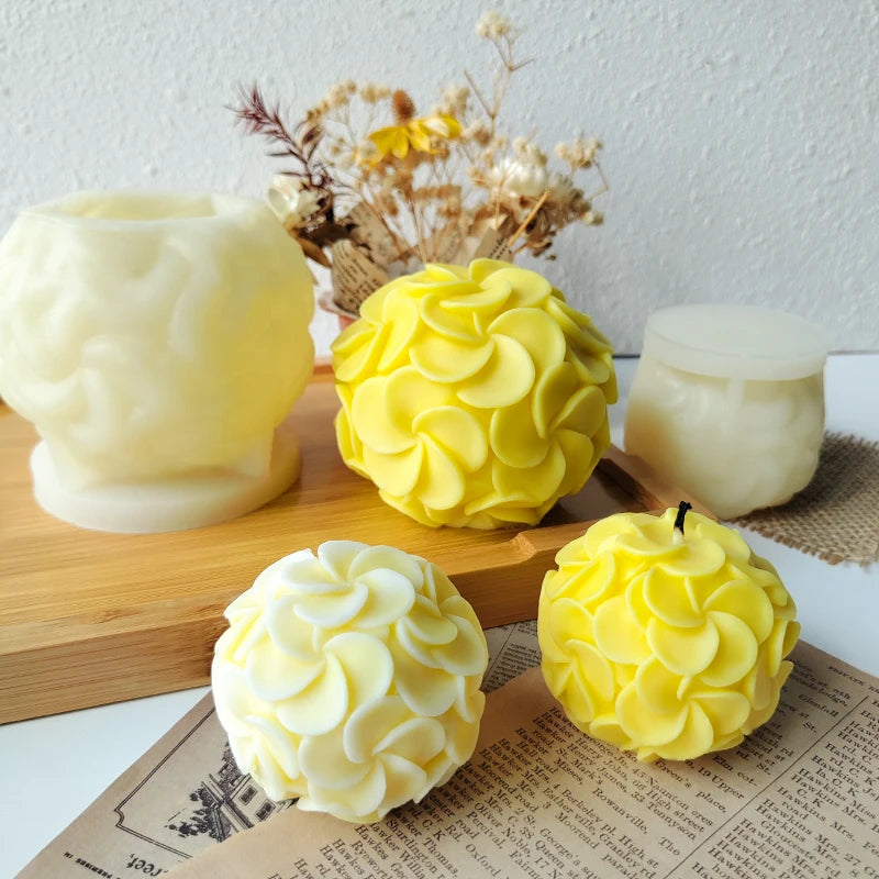 J-1017 Flower Ball Candle Silicone Mold Mold for Candle Making Aromatherapy Handmade Soap Gypsum Ornament DIY Mould New Design