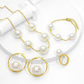 Wholesale 4pcs Pearl Jewelry Sets 18k Gold Stainless Steel Plastic Pearl Earrings Bracelet Necklace Ring Jewelry Sets for Woma