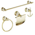 Gold Crystal 4 Piece European Bathroom Hardware Suite Brass Hook Towel Rack Bathroom Accessories