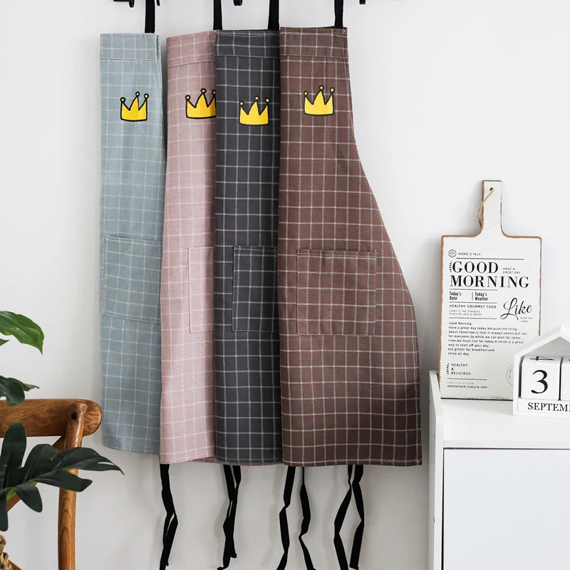 Yuanwang Art Aprons for Painting Pottery Ceramics Mens Women Kitchen Cooking Aprons Waterproof grid veins