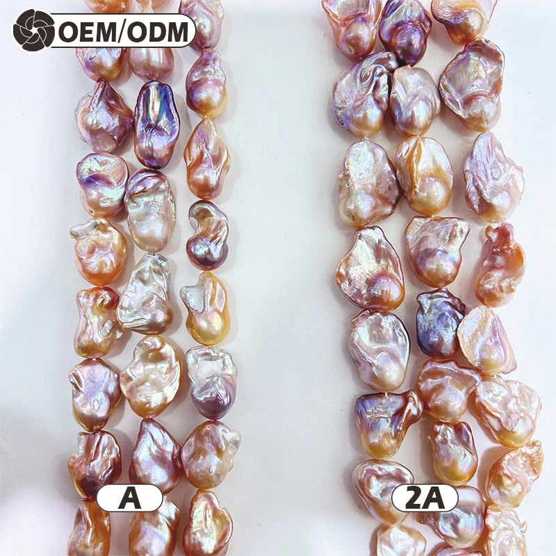 Baroque White Round Freshwater Pearl Strand Earrings Diamonds Custom Hole Natural Color Loose Barockperle Perle Baroquepearls