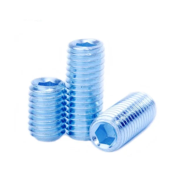 M3M4M5M6M8M10M12 DIN916 12.9 Grade Blue Zinc Coated Grub Screws Hexagon Socket Set Screws With Cup Point