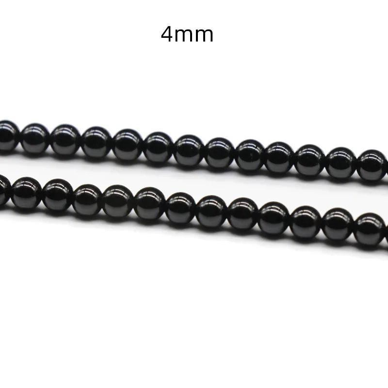 Diy Wholesale Natural Stone Beads Black Agate 4mm Smooth Round Gemstone Loose Beads for Jewelry Making