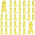 OKAY 100% Polyester Satin Brooch Yellow Ribbon Awareness Pin with Rainbow Pattern Supports Childhood Cancer & Bladder Awareness