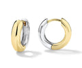 Minimalist Korean Women Fashion Fine Jewelry Two Tone Designer Stainless Steel Thick Hoop Earrings With 925 Sterling Silver Post