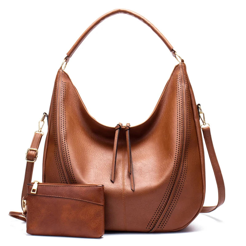 Trendy Luxury Ladies PU Leather Hobo Bag Shoulder Crossbody Bag Women Purses Hand Bags Set