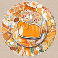 50 pcs cute orange cat PVC self adhesive stickers for laptop phone case suitcase skateboard guitar table and books