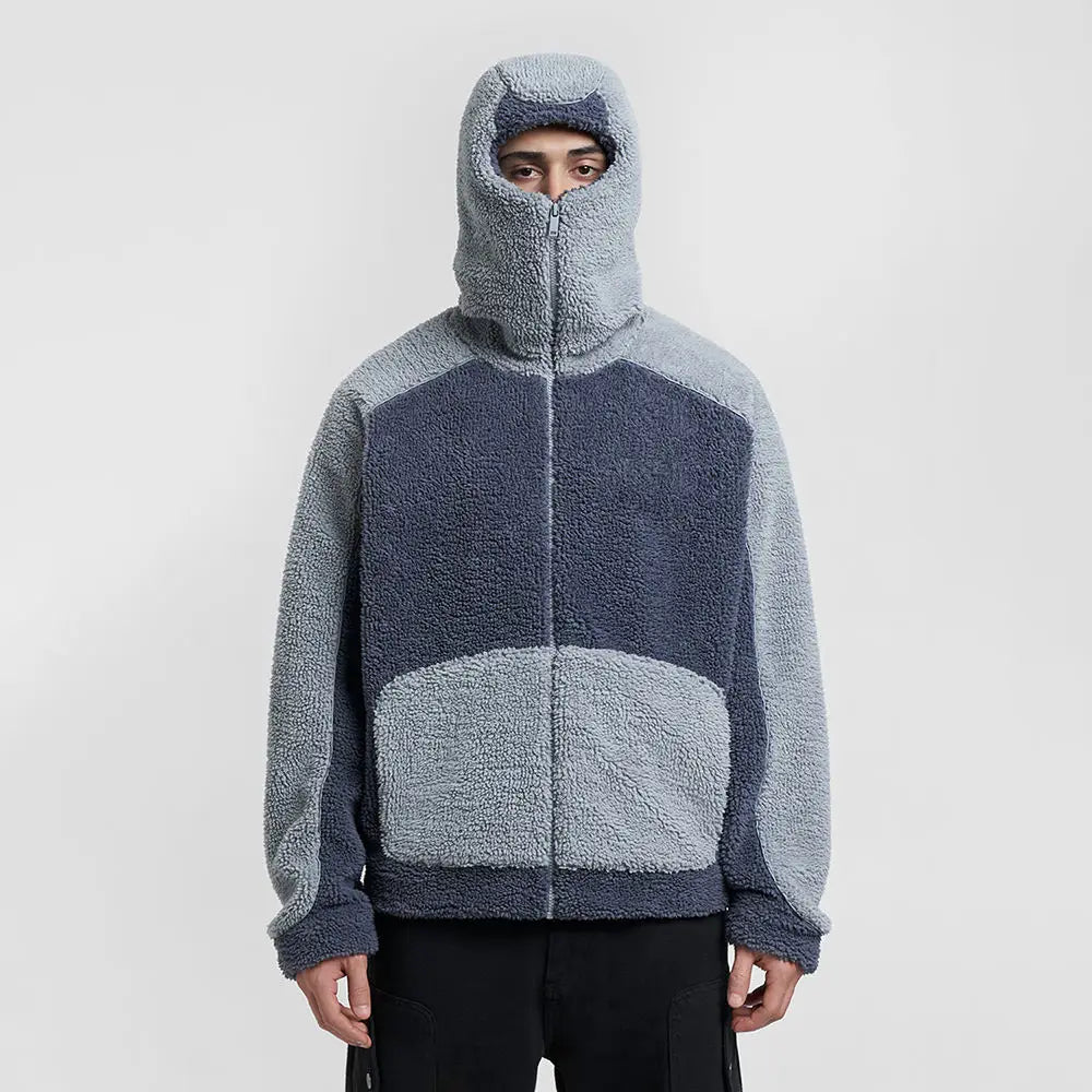 Custom Zip-Up Sherpa Fleece Jacket for Men Fashionable Heavy Fluffy Winter Oversized Design OEM Service Available