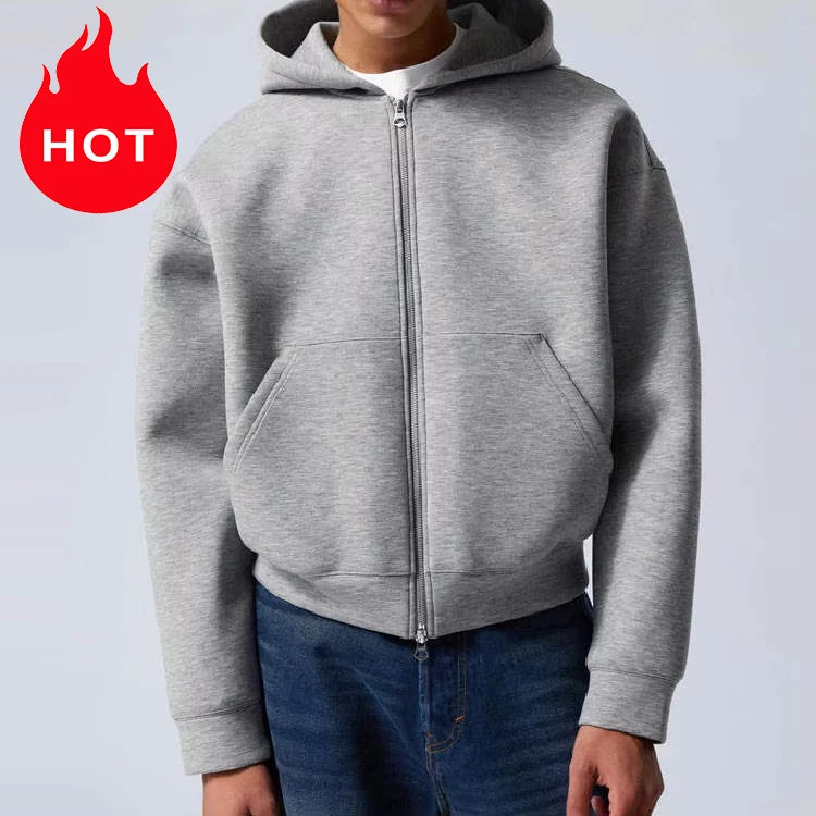 Oversized Pullover French Terry Zipper Hoodie Black Zip Hoodie Drop Shoulder Streetwear Heavyweight Zip up Hoodie