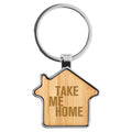 Natural Bamboo House Shaped Keyring with Zinc Alloy Metal Keychain Promotional Gifts KR0015 Bamboo House Key Ring in Stock