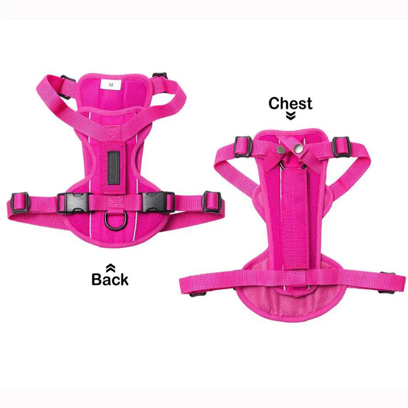 Luxury Classic Style Dog Harness New Solid Pattern Padded Nylon with Removable Chest Back Webbing Accessory
