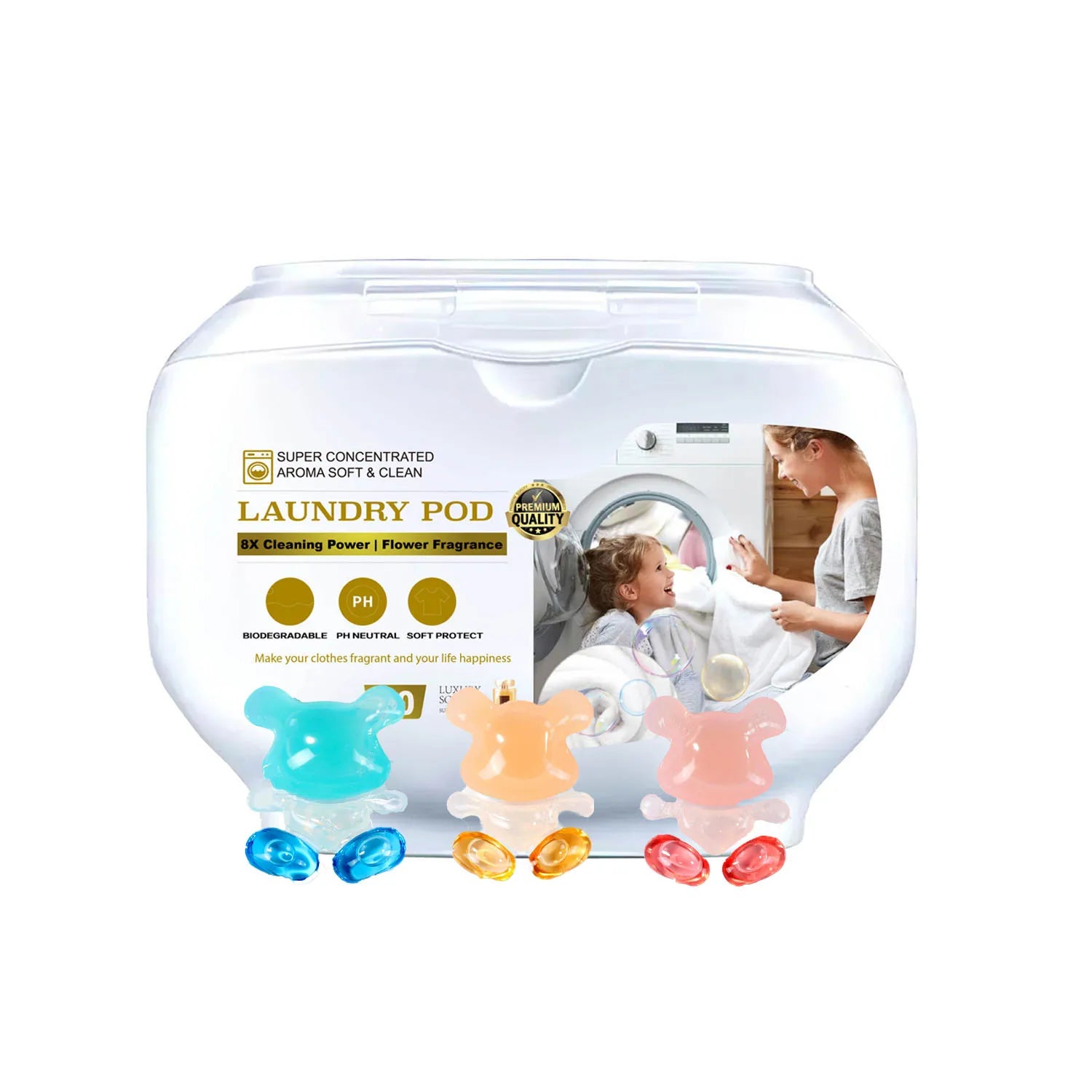 50pcs Eco-Friendly Laundry Detergent Pods Customized Fragrance Beads Cloth Cleanser Oem Washing Detergent Private Label