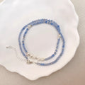 2026 New Korean Design Trending Jewelry Blue Beads Jewelry Elegant Pearl Silver Plated Chains Necklace Accessory for Women