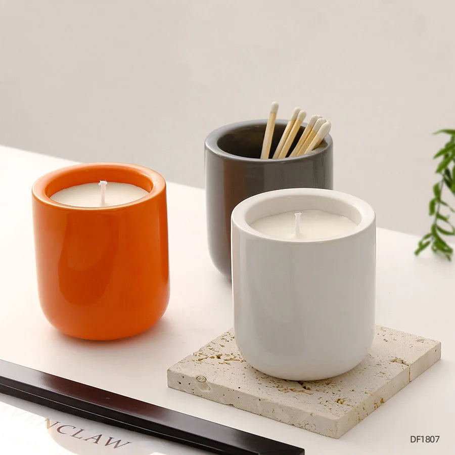 6oz Ceramic Candle Holders Custom Candle Jar Colourful Ceramic Jars for Candle Making