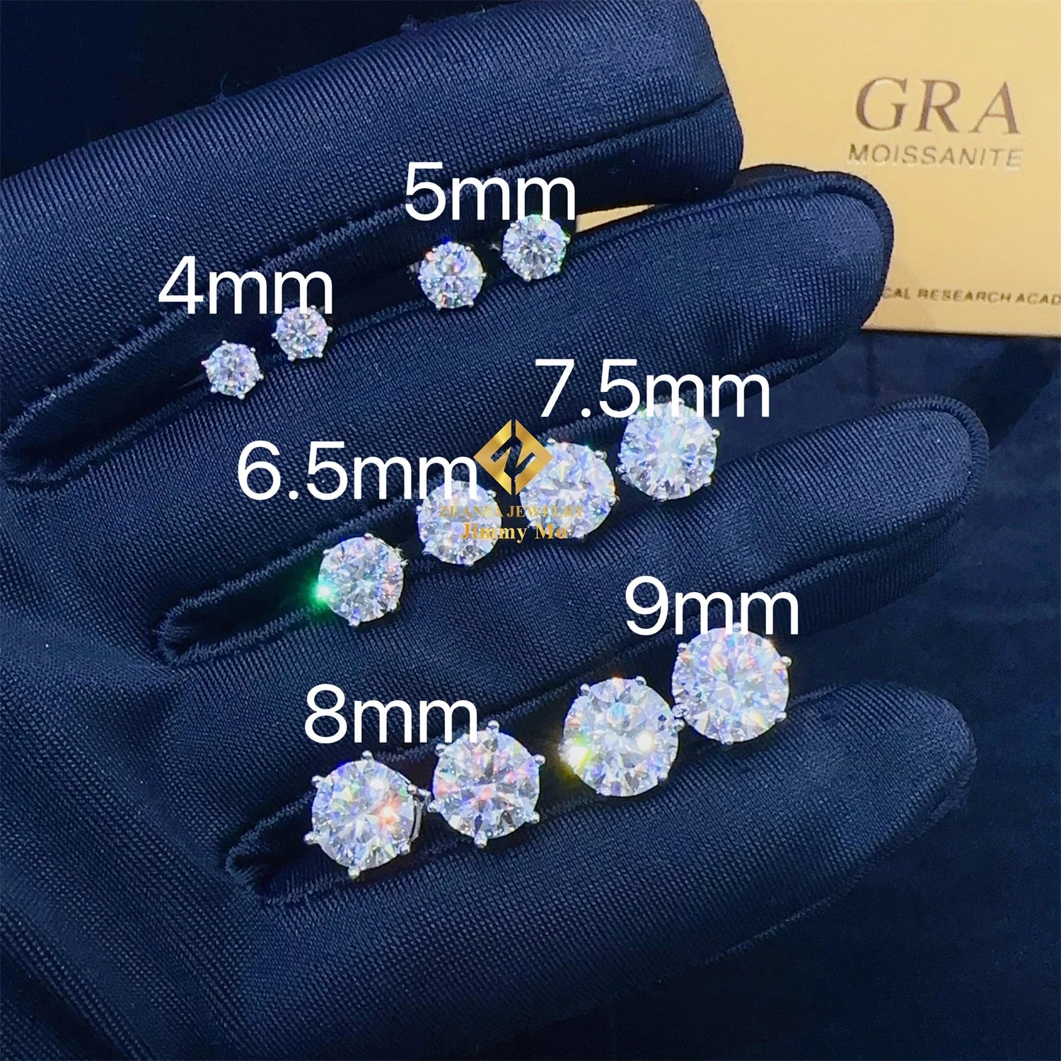 Pass Diamond Tester GRA Certificates Screw Back Iced Out Earring Man 4mm --9mm mm Brilliant Cut VVS Moissanite Hip Hop Earring