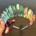 DIY Gems Summer Welcomed Aura Quartz Crystals Healing Stones Point Comb Headband DIY Moon Charms Loose Gemstone Jewelry Women Comb Healing Crystals