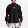 Broccoli Elements Oversized Turtleneck Long Sleeve T-shirt Men Dropped Shoulder Loose Gym Fitness T Shirt Bodybuilding Tops Tees
